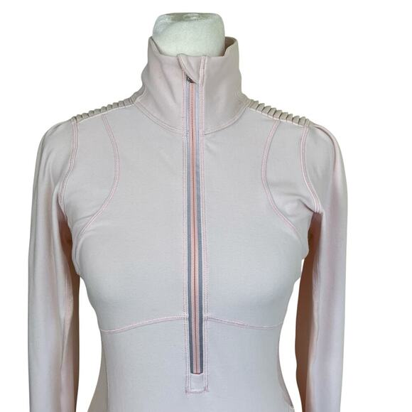 Lululemon Sz 4 Pretty Pink Star Runner Half Zip Pullover Fitted Stretchy Flawed - Picture 3 of 16
